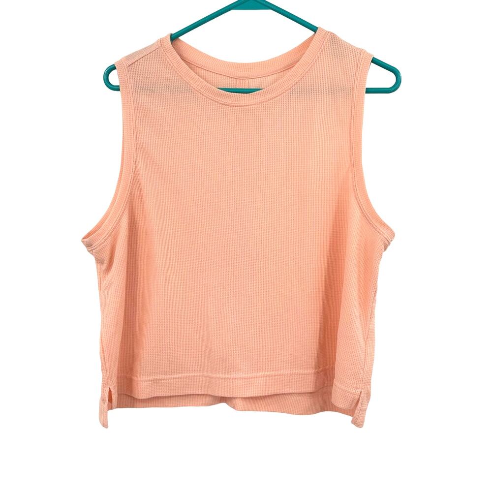 All in Motion Size XL Tank‎ Pink Cropped Sleeveless Waffle Weave Activewear
